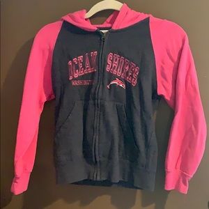 Ocean Shores pink and gray hoodie vintage looking